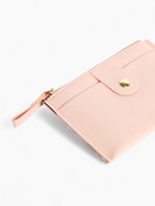 Картхолдер с монетницей на молнии, на 3 карты, с окошком, нежно-розовый - Фото 6