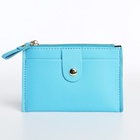 Картхолдер с монетницей на молнии, цвет голубой - Фото 2