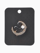 Брошь «Полумесяц» со звёздами, белая в золоте - Фото 4