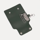 Ключница на кнопках, 11 см, 7 карабинов, цвет зелёный - фото 25533145