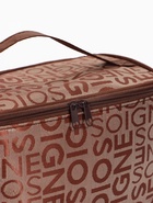 Косметичка-сундучок на молнии, на подкладке, с ручкой, зеркалом, с буквами, коричневая - Фото 6