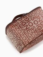 Косметичка-сундучок на молнии, на подкладке, с ручкой, зеркалом, с буквами, коричневая - Фото 7