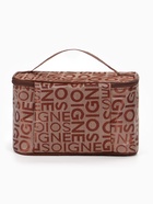 Косметичка-сундучок на молнии, на подкладке, с ручкой, зеркалом, с буквами, коричневая - Фото 8