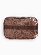 Косметичка-сундучок на молнии, на подкладке, с ручкой, зеркалом, с буквами, коричневая - Фото 9