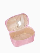 Косметичка-сундучок на молнии, на подкладке, с ручкой, зеркалом, с буквами, розовая - Фото 2