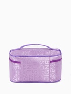 Косметичка-сундучок на молнии, на подкладке, с ручкой, зеркалом, с буквами, сиреневая - Фото 3