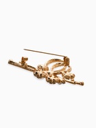 Брошь «Завиток» с бусиной и цветами, цвет белый в золоте 7829863