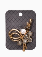 Брошь «Завиток» с бусиной и цветами, цвет белый в золоте 7829863