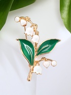 Брошь «Ландыши» две веточки, цвет бело-зелёный в золоте - Фото 6