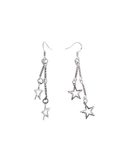 Серьги висячие «Звёзды», на цепочках, цвет серебро