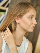 Серьги висячие «Звёзды» на цепочках, цвет серебро 7842212 - фото 16902852