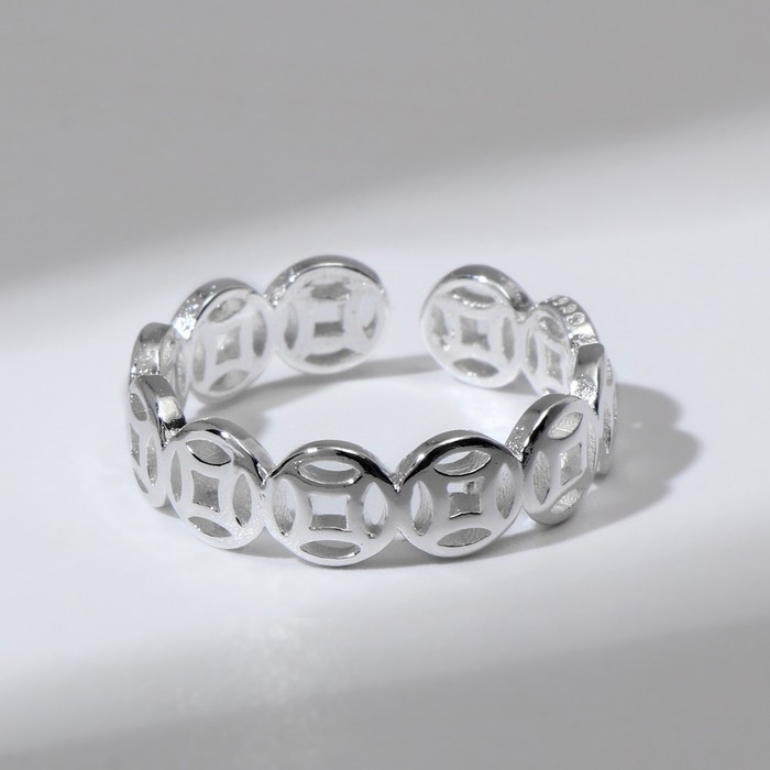 Кольцо «Тренд» монетки, цвет серебро, безразмерное - Фото 1