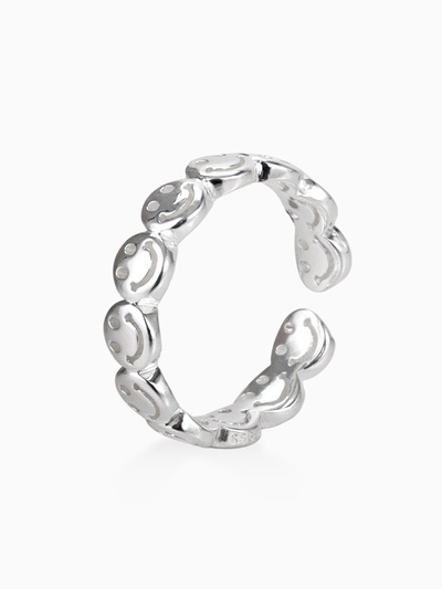 Кольцо «Тренд» смайлики, цвет серебро, безразмерное