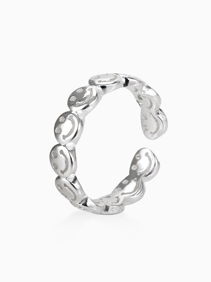 Кольцо «Тренд» смайлики, цвет серебро, безразмерное - Фото 1