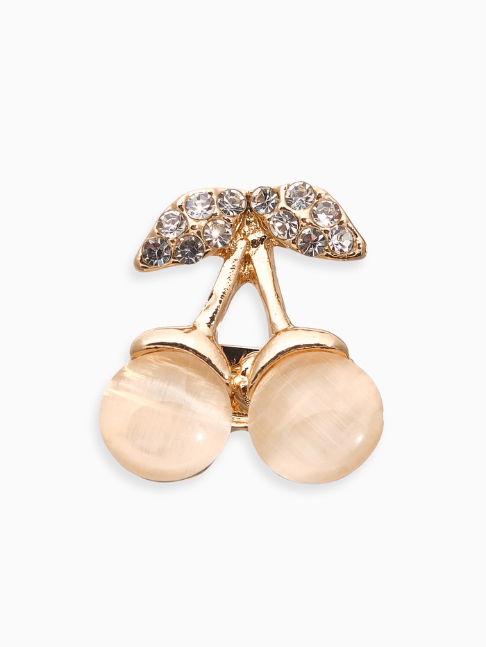 Брошь "Вишенки" наливные, цвет белый в жёлтом золоте (неделимая фас. 12шт, цена за шт)