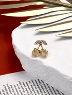 Брошь "Вишенки" наливные, цвет белый в жёлтом золоте (неделимая фас. 12шт, цена за шт) (12 шт) - фото 808201493