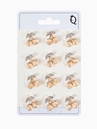 Брошь "Вишенки" наливные, цвет белый в жёлтом золоте (неделимая фас. 12шт, цена за шт) (12 шт) - фото 809222055