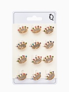 Брошь «Корона», радужная, цветная в жёлтом золоте - Фото 4