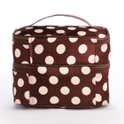 Косметичка дорожная на молнии с ручкой, с 2 отделами, с рисунком, коричневая - Фото 4