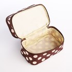 Косметичка дорожная на молнии с ручкой, с 2 отделами, с рисунком, коричневая - Фото 3