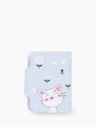 Визитница на кнопке, 24 карты, с принтом, нежно-голубая - Фото 4