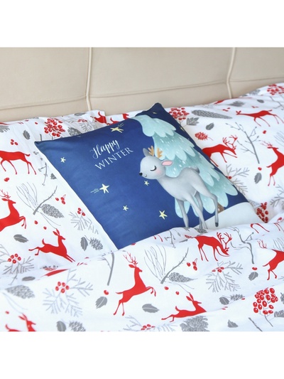 Подушка декоративная новогодняя «Этель. Happy winter», 40×40 см, велюр
