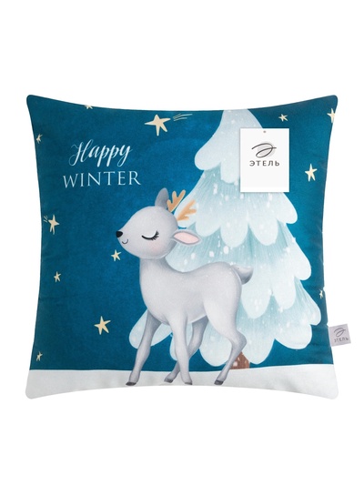 Подушка декоративная новогодняя «Этель. Happy winter», 40×40 см, велюр