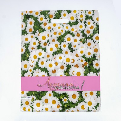 Пакет «Летняя поляна», полиэтиленовый, с вырубной ручкой, 38×47 см, 60 мкм