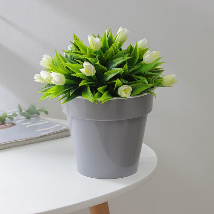 Кашпо для цветов со вставкой «Порто», 1 л, цвет серый - Фото 1