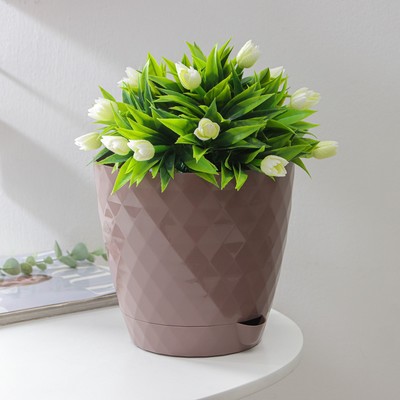 Горшок для цветов, с прикорневым поливом «Румба», 3 л, d=18 см, h=17 см, пластик, с поддоном, цвет мокко