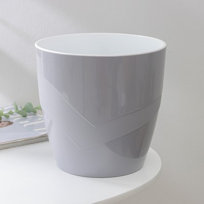 Кашпо для цветов со вставкой «Грация», 4.5 л, цвет серый