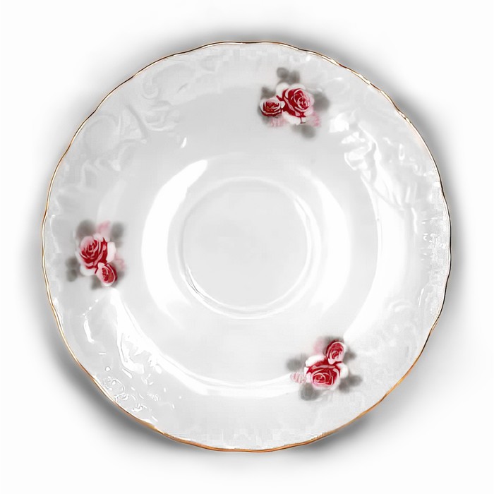 Блюдце 15.7 см, Rococo, декор «Бледные розы, отводка золото» - фото 1907464367