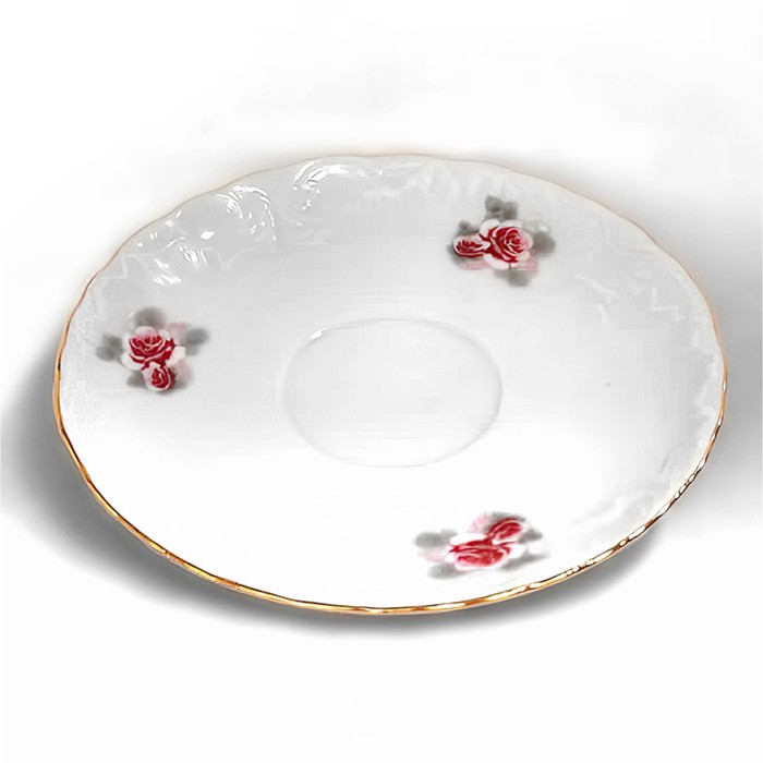 Блюдце 15.7 см, Rococo, декор «Бледные розы, отводка золото» - фото 1888341774