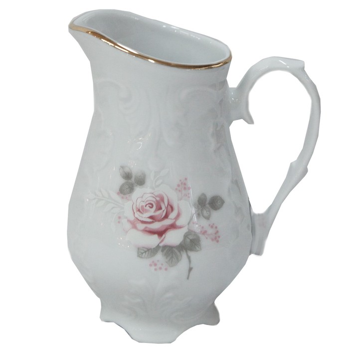 Молочник 200 мл, Rococo, декор «Бледные розы, отводка золото» - фото 1906017359