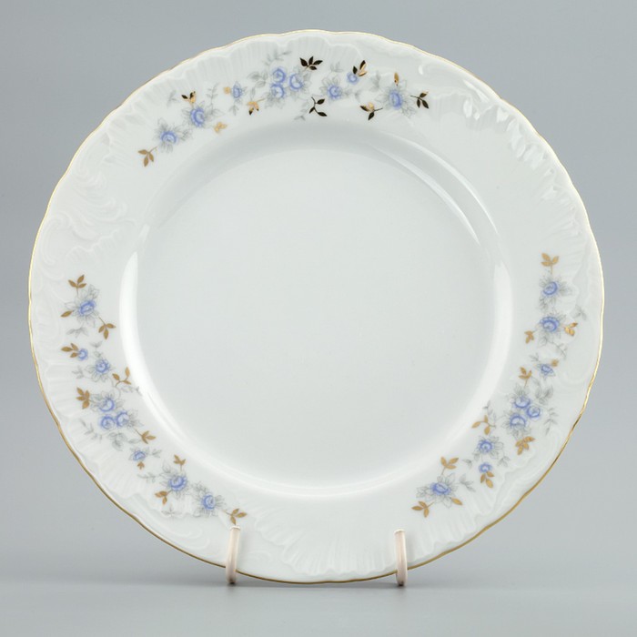 Тарелка десертная 17 см, Rococo, декор «Голубые цветы, отводка золото» - Фото 1