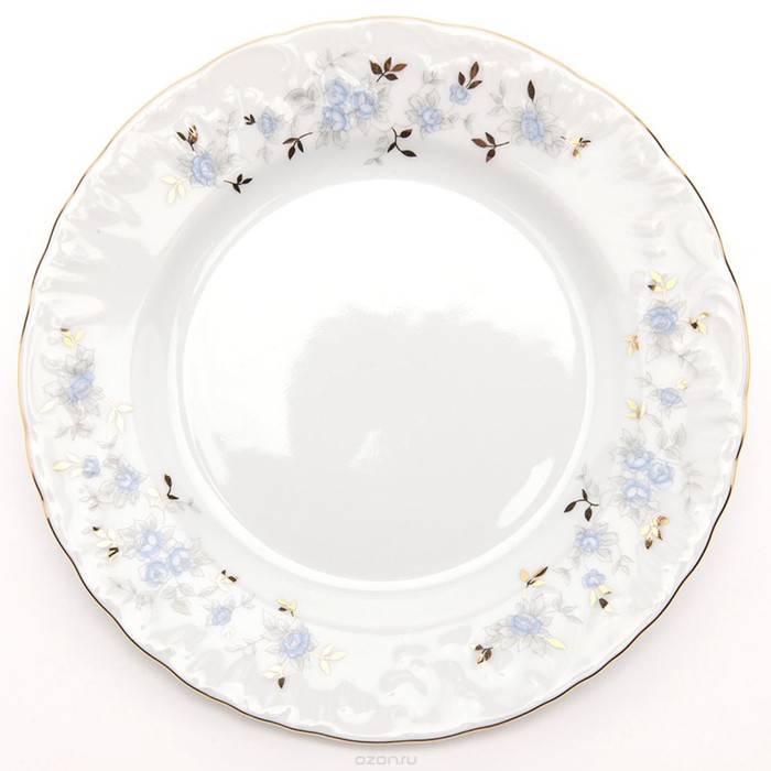 Тарелка десертная 19 см, Rococo, декор «Голубые цветы, отводка золото» - Фото 1