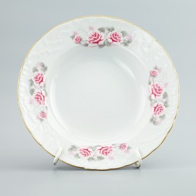 Тарелка десертная 19 см, Rococo, декор «Бледные розы, отводка золото»