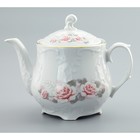 Чайник 550 мл, Rococo, декор «Бледные розы, отводка золото» - фото 292933762