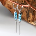 Серьги «Гематит» трио, кубики, цвет голубой в серебре, 5,5см - Фото 1