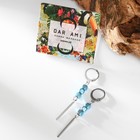 Серьги «Гематит» трио, кубики, цвет голубой в серебре, 5,5см - Фото 2