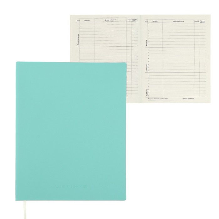 Дневник универсальный для 1-11 класса Minty soft touch, мягкая обложка, искусственная кожа, ляссе, 80 г/м2 - Фото 1