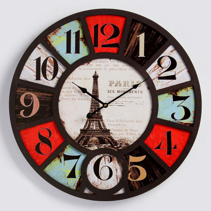 Часы настенные, серия: Лофт, "Эйфелева башня", плавный ход, d=60 см - Фото 1