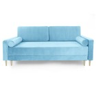 Прямой диван «Марсель», механизм тик-так, блок независимых пружин, велюр, цвет синий - Фото 1