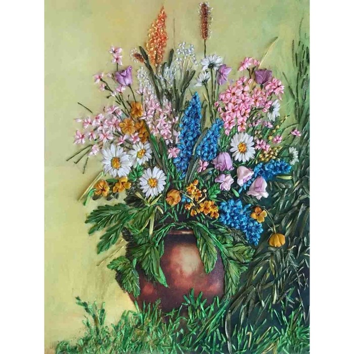 Набор для вышивки лентами «Космея и луговые цветы», 26 × 35 см - Фото 1