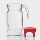 Кувшин Paşabahçe Light blue, 1.7 л, стекло, красная крышка, прозрачный - Фото 2