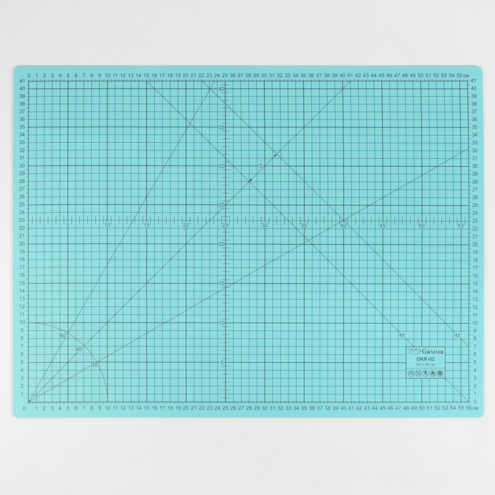 Мат для резки, двусторонний, 60 × 45 см, А2, цвет серо-голубой