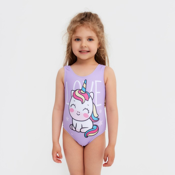Купальник для девочки KAFTAN «Единорог», рост 122 см, лиловый - Фото 1