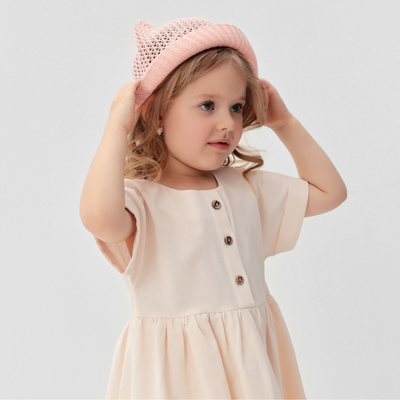 Платье для девочки MINAKU: Cotton Collection, бежевое, рост 134-140 см