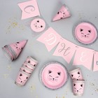 Посуда бумажная одноразовая «Кошечка», 6 тарелок, 6 стаканов, 6 колпаков, гирлянда - Фото 3