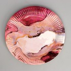 Набор бумажной посуды «Розовый мрамор», 6 тарелок, 6 стаканов - фото 24533312